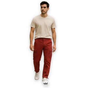 Matchstick‎ Cargo Pants Mens XL 34 Brick Red Utility Drawstring Paratrooper